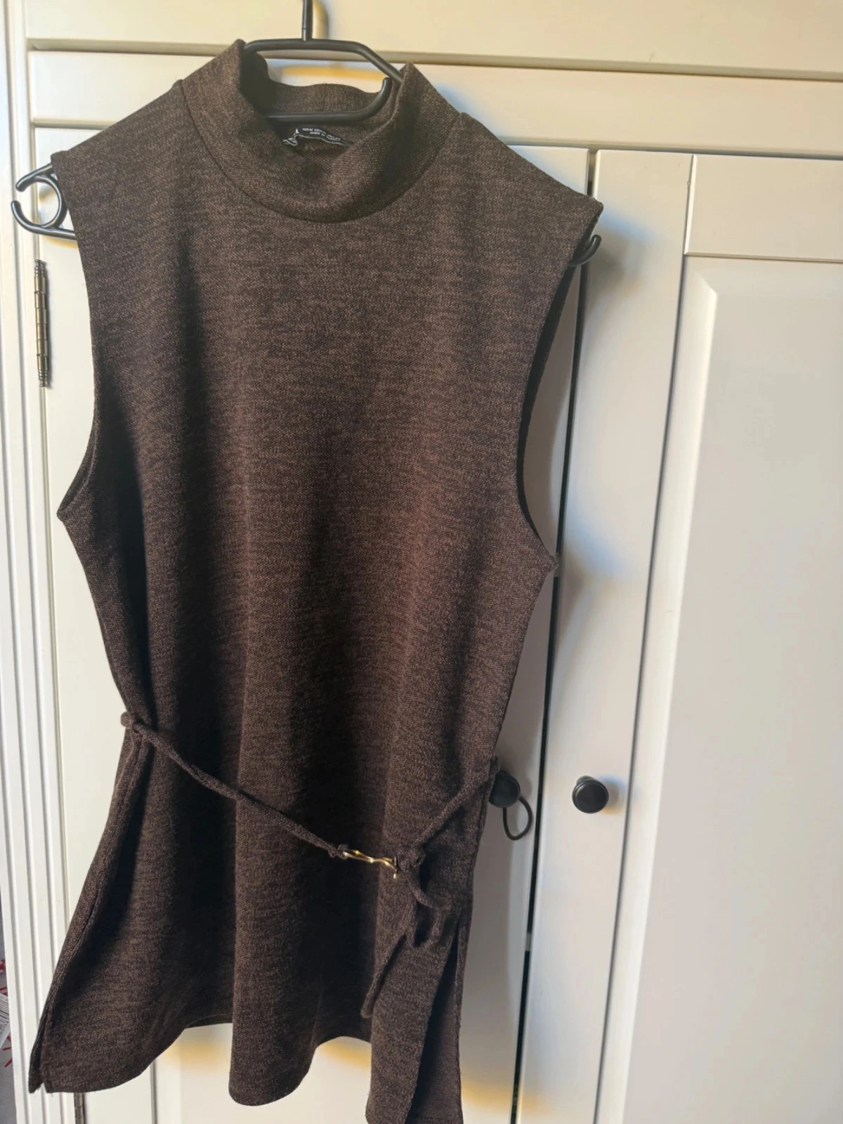 Brown high-neck sleeveless top Zara M - with belt – photo 2